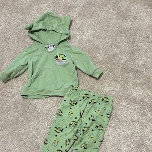 Green Baby Yoda Hoodie and Pants Set